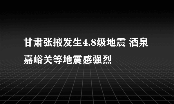 甘肃张掖发生4.8级地震 酒泉嘉峪关等地震感强烈