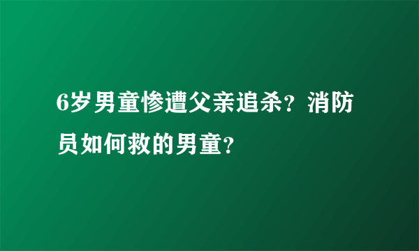 6岁男童惨遭父亲追杀？消防员如何救的男童？