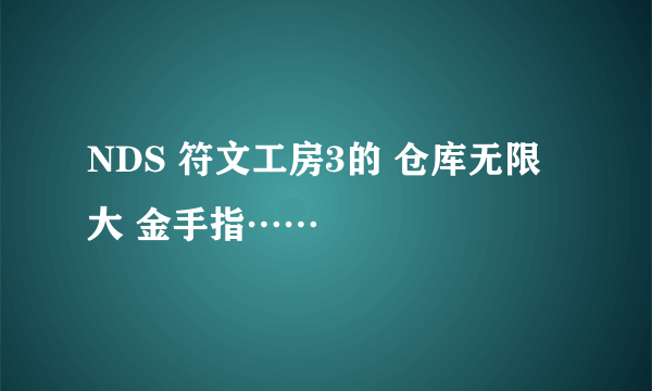 NDS 符文工房3的 仓库无限大 金手指……