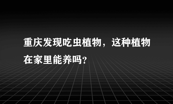 重庆发现吃虫植物，这种植物在家里能养吗？