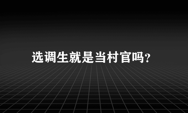 选调生就是当村官吗？