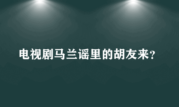 电视剧马兰谣里的胡友来？