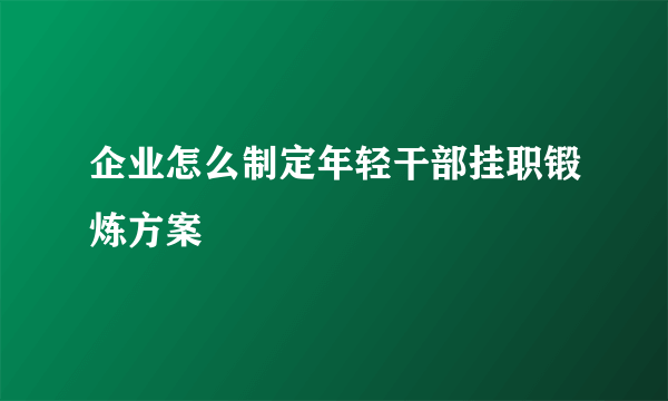 企业怎么制定年轻干部挂职锻炼方案