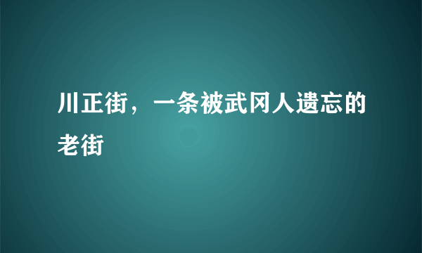 川正街，一条被武冈人遗忘的老街