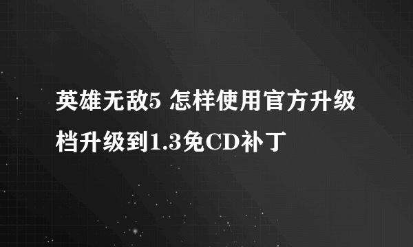 英雄无敌5 怎样使用官方升级档升级到1.3免CD补丁