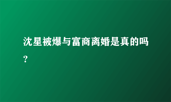 沈星被爆与富商离婚是真的吗？