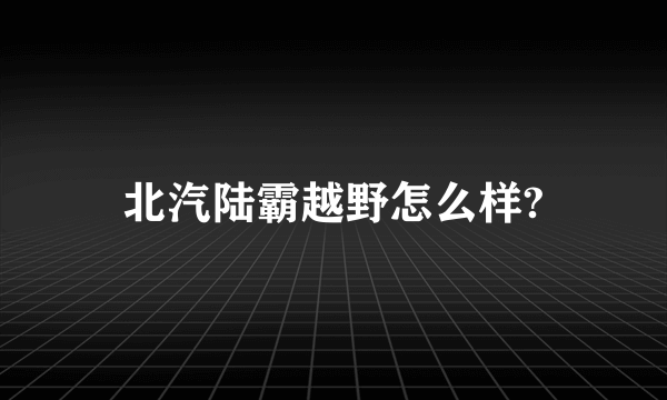 北汽陆霸越野怎么样?