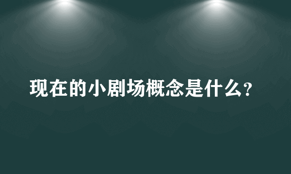 现在的小剧场概念是什么？