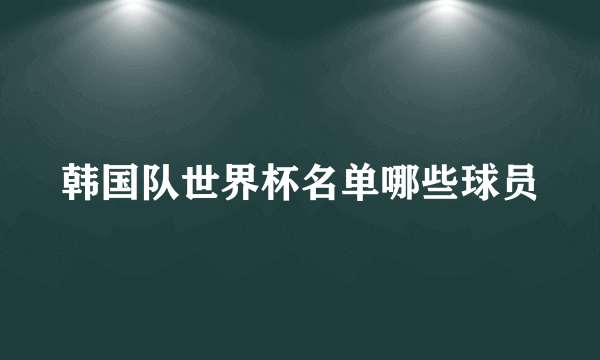 韩国队世界杯名单哪些球员