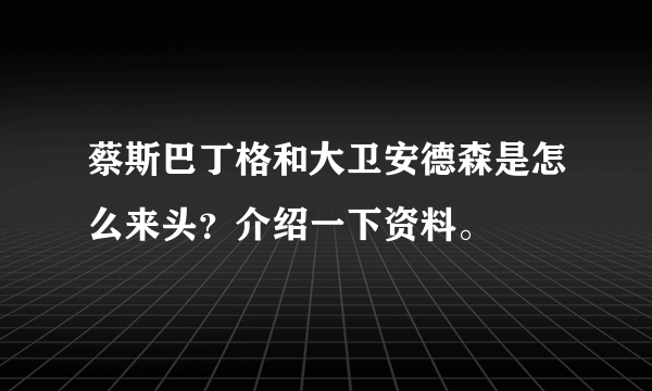 蔡斯巴丁格和大卫安德森是怎么来头？介绍一下资料。