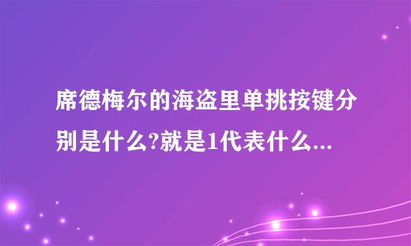 席德梅尔的海盗里单挑按键分别是什么?就是1代表什么，2代表什么