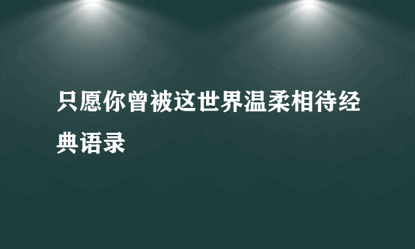 只愿你曾被这世界温柔相待经典语录