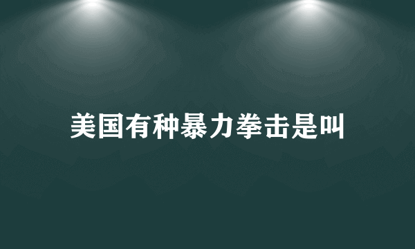 美国有种暴力拳击是叫