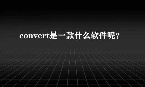 convert是一款什么软件呢？