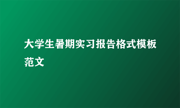 大学生暑期实习报告格式模板范文