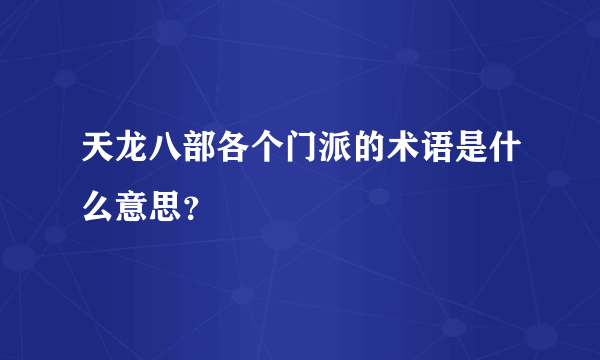 天龙八部各个门派的术语是什么意思？