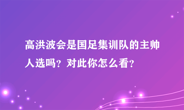 高洪波会是国足集训队的主帅人选吗？对此你怎么看？