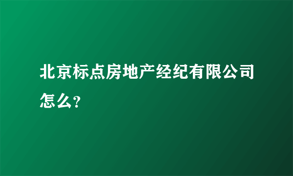 北京标点房地产经纪有限公司怎么？