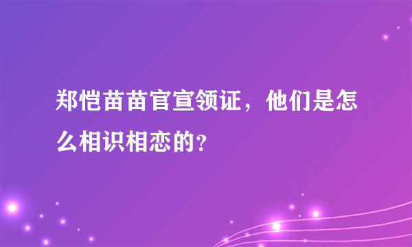 郑恺苗苗官宣领证，他们是怎么相识相恋的？