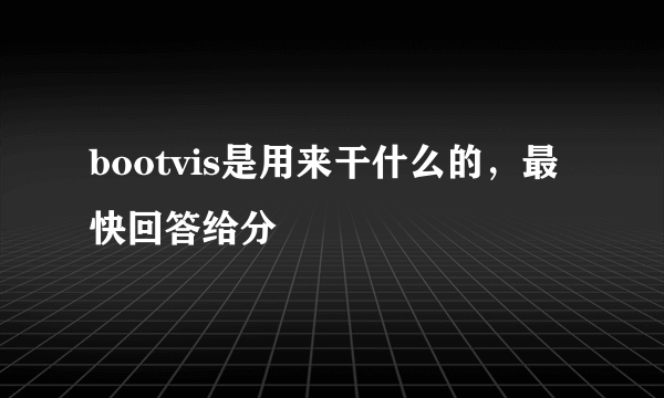 bootvis是用来干什么的，最快回答给分