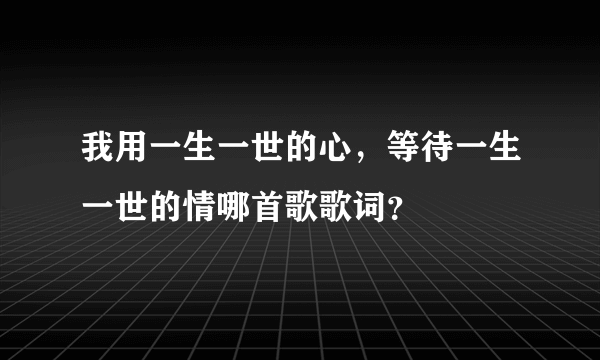 我用一生一世的心，等待一生一世的情哪首歌歌词？