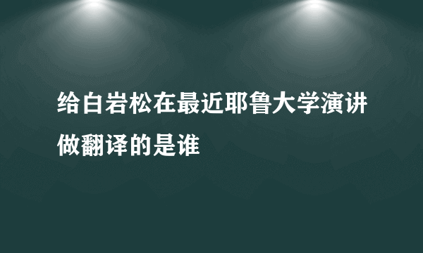 给白岩松在最近耶鲁大学演讲做翻译的是谁