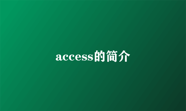 access的简介