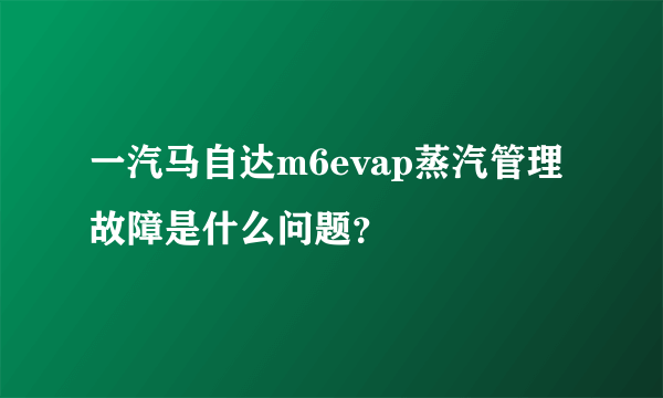 一汽马自达m6evap蒸汽管理故障是什么问题？