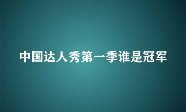 中国达人秀第一季谁是冠军