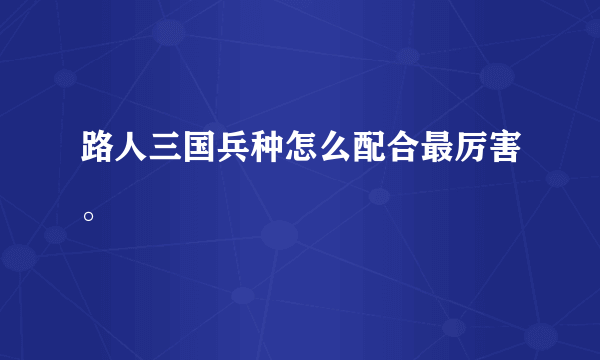 路人三国兵种怎么配合最厉害。