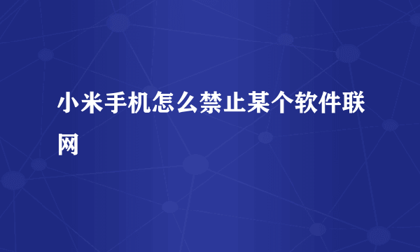 小米手机怎么禁止某个软件联网