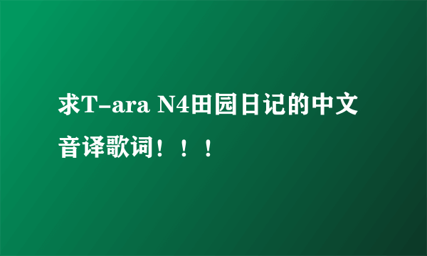 求T-ara N4田园日记的中文音译歌词！！！