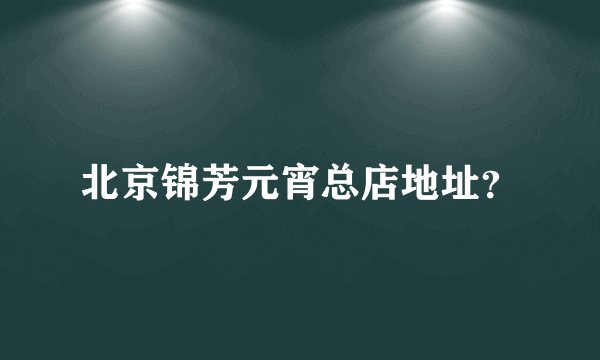 北京锦芳元宵总店地址？