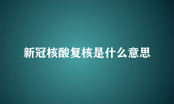 新冠核酸复核是什么意思