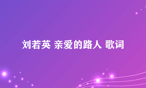 刘若英 亲爱的路人 歌词