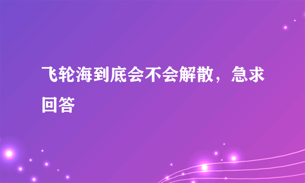 飞轮海到底会不会解散，急求回答