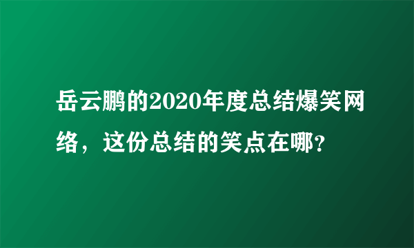 岳云鹏的2020年度总结爆笑网络，这份总结的笑点在哪？