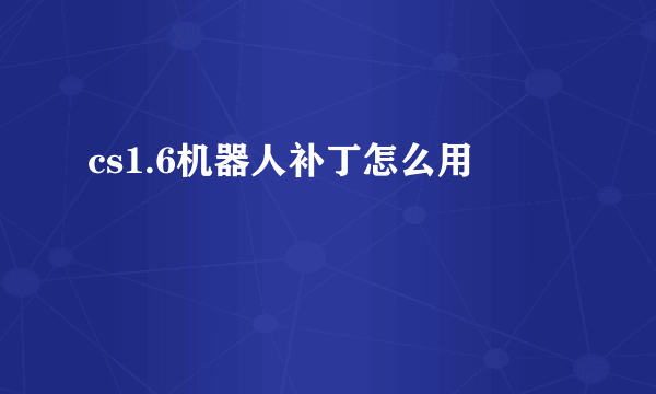 cs1.6机器人补丁怎么用