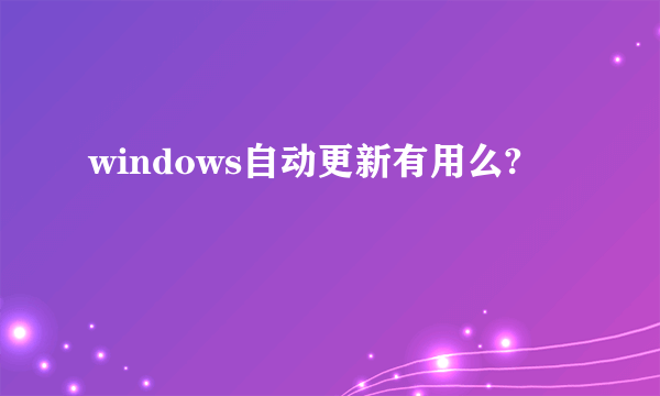 windows自动更新有用么?