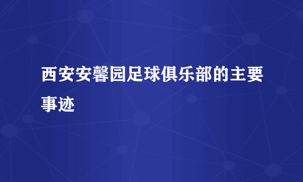 西安安馨园足球俱乐部的主要事迹