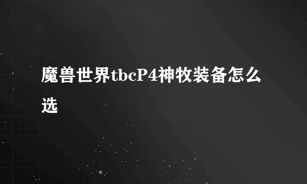 魔兽世界tbcP4神牧装备怎么选