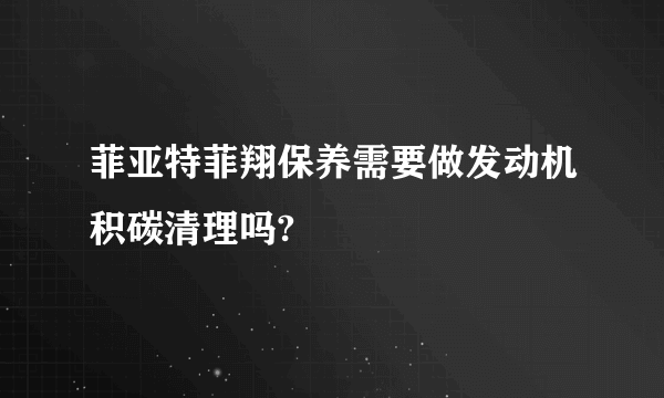 菲亚特菲翔保养需要做发动机积碳清理吗?