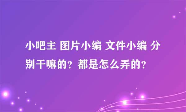 小吧主 图片小编 文件小编 分别干嘛的？都是怎么弄的？