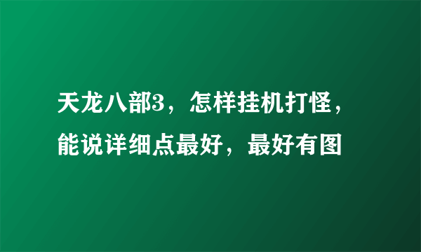 天龙八部3，怎样挂机打怪，能说详细点最好，最好有图