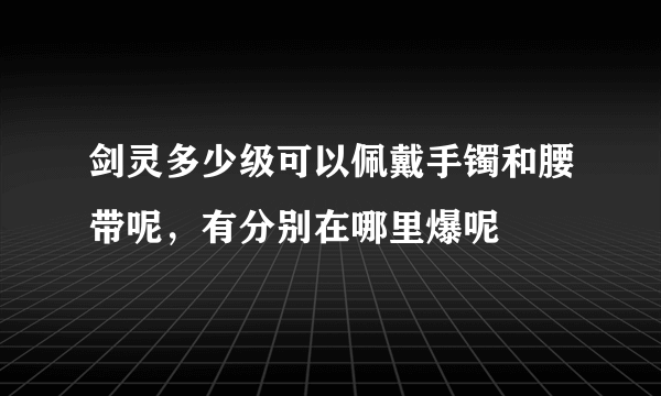 剑灵多少级可以佩戴手镯和腰带呢，有分别在哪里爆呢