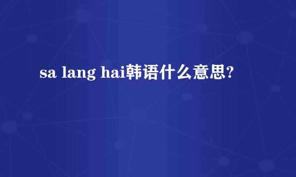 sa lang hai韩语什么意思?