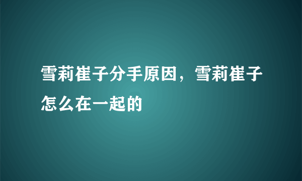 雪莉崔子分手原因，雪莉崔子怎么在一起的