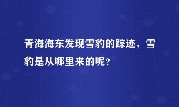 青海海东发现雪豹的踪迹，雪豹是从哪里来的呢？