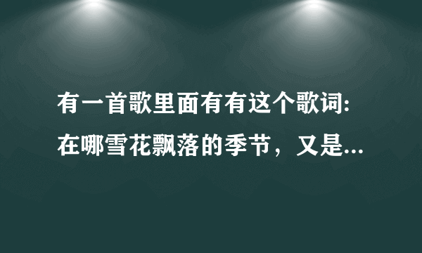 有一首歌里面有有这个歌词:在哪雪花飘落的季节，又是谁懂我流下泪。这首歌叫什么名字。