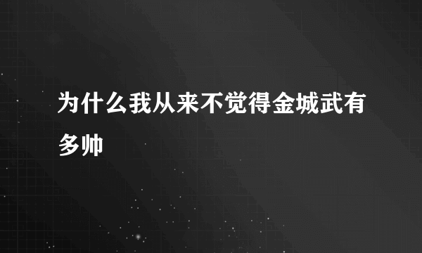 为什么我从来不觉得金城武有多帅